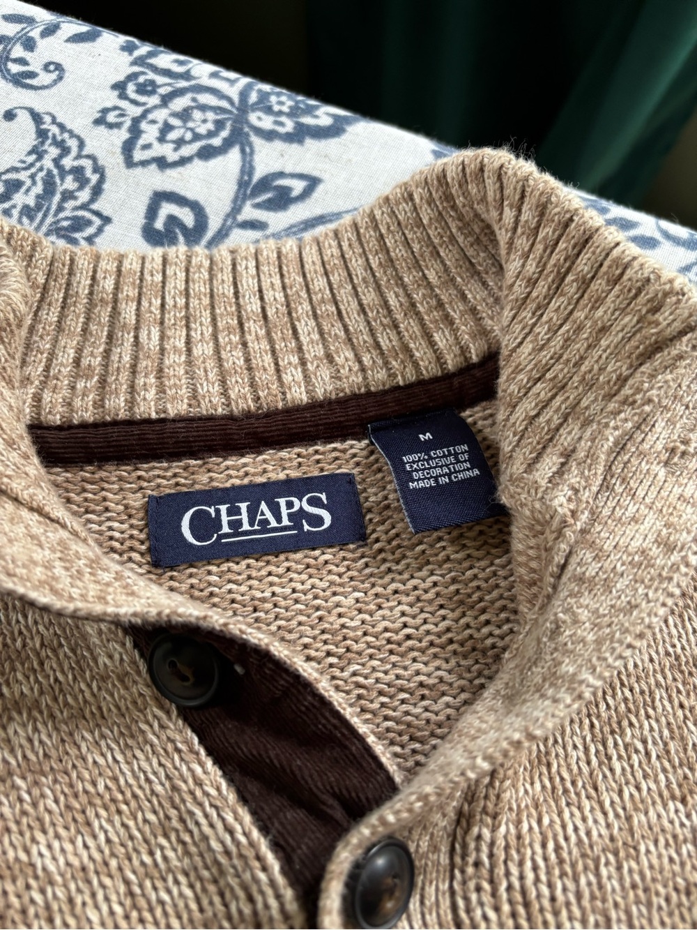 Chaps Men’s Tan Zip-Front Knit Sweater